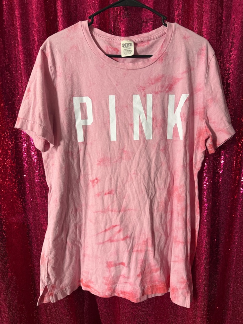 PINK Tie-Dye Logo Tee in Light Pink